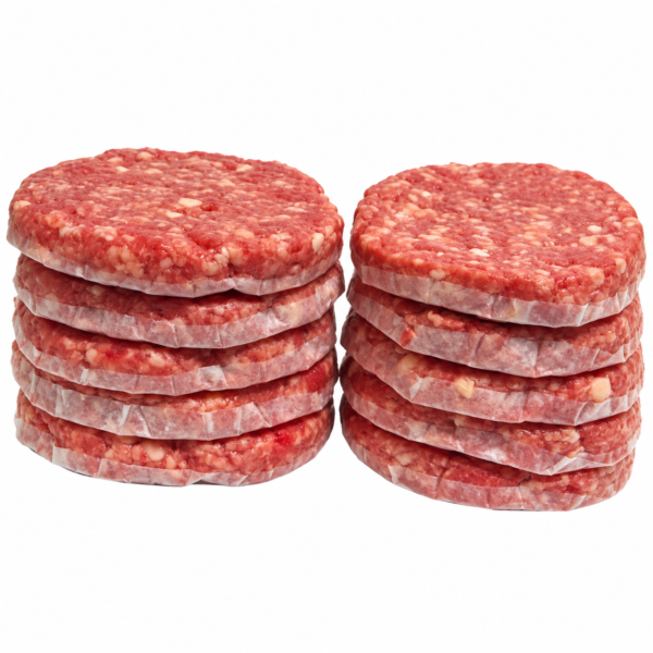 10 x 150g Unseasoned Beef Burgers
